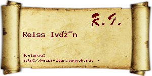 Reiss Iván névjegykártya